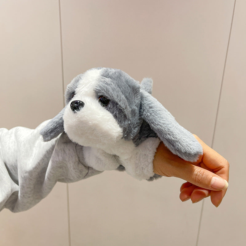 Kawaii Grey & White Puppy Plush Toy – Cute Fluffy Dog Soft Toy for Kids, Girls, Dog Lovers & Gifting