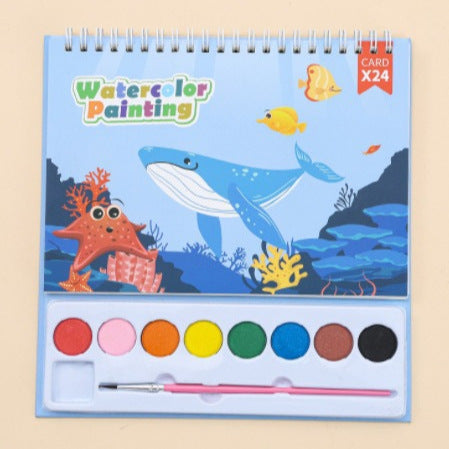 Cartoon watercolor painting set cross-border powder 8-color watercolor DIY handmade painting book