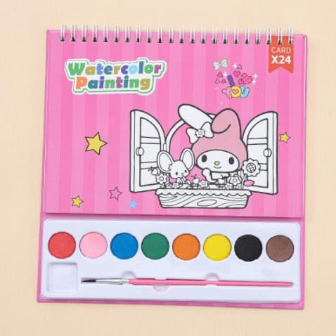 Cartoon watercolor painting set cross-border powder 8-color watercolor DIY handmade painting book