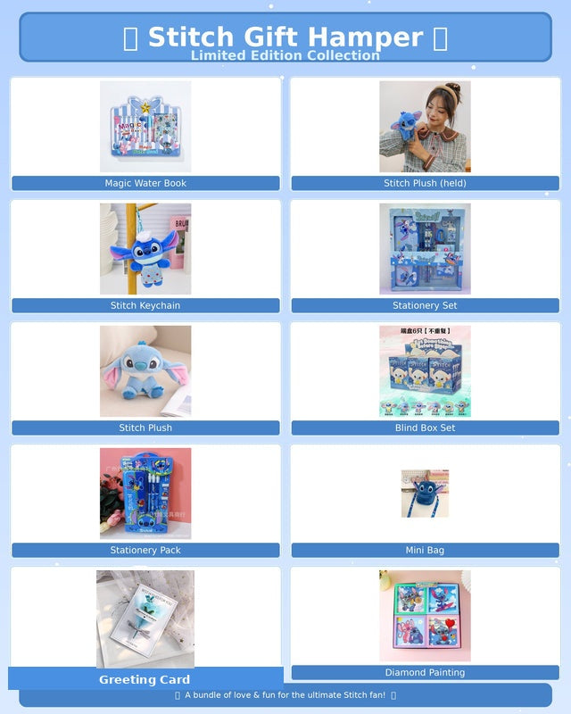 Disney Stitch Kawaii Gift Hamper – Limited Edition Stitch Gift Box with Plush Toy, 3D Mini Flower Bouquet Greeting Card
