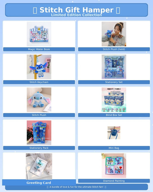 Disney Stitch Kawaii Gift Hamper – Limited Edition Stitch Gift Box with Plush Toy, 3D Mini Flower Bouquet Greeting Card