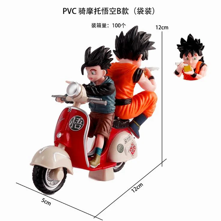 Kid Goku Scooter Figure – Dragon Ball Anime PVC Action Figure with Vespa Bike | Cute Goku Collectible Statue (12 cm)