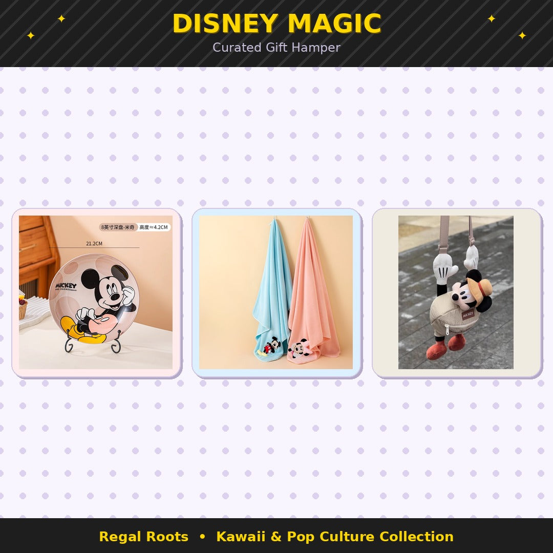 Cute Cartoon Lifestyle Gift Hamper 💖 | Aesthetic Plate, Soft Fleece & Plush Sling Bag Combo