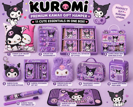 Kuromi Ultimate Kawaii Hamper – Luxury 10-in-1 Cute Essentials Set