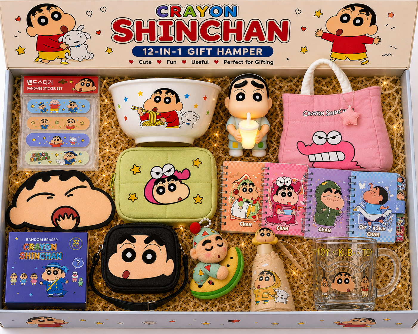 Crayon Shinchan 12-in-1 Ultimate Gift Hamper – Cute, Fun & Everyday Essentials|| Just For  Shinchan Fans