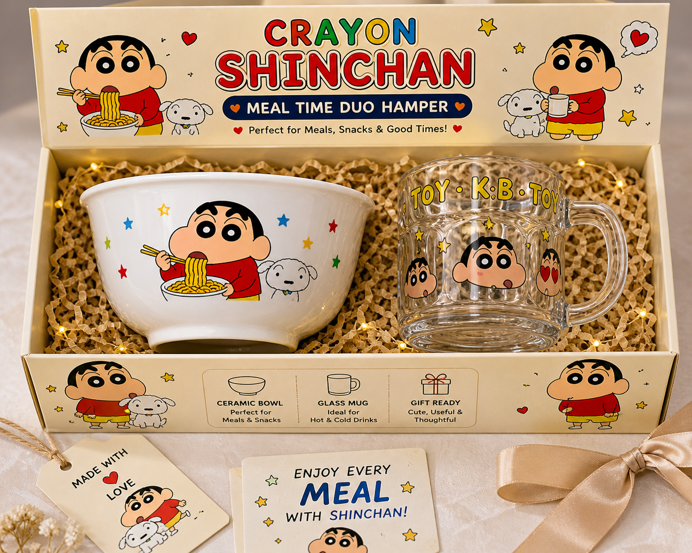 Crayon Shinchan Meal Time Duo Hamper – Bowl & Glass Combo