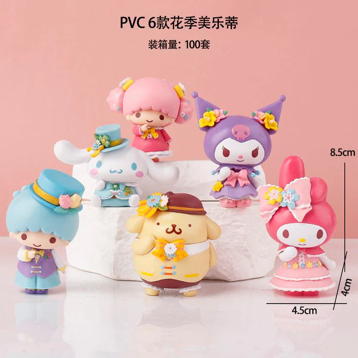 6 PCS Kuromi Flower Season PVC Mini Figures Set – Cute Sanrio Anime Collectibles | Kawaii Desk Decor Toys