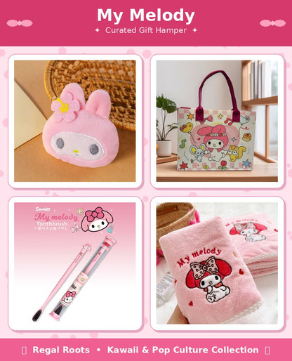 My Melody 4-in-1 Cute Essentials Gift Hamper (Tote Bag, Plush Pouch, Towel & Toothbrush Set)