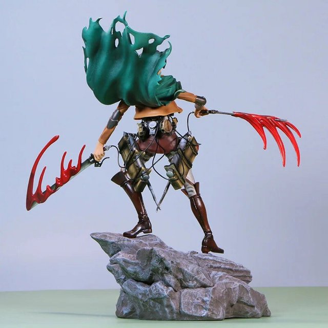 Attack on Titan Levi Ackerman Resin Statue Figure with Blood Effect & Rock Base | Captain Levi Survey Corps Anime Collectible Action Figure | Premium AOT Display Model for Collectors & Gifts