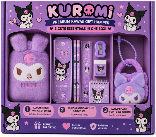 Kuromi Mini Kawaii Gift Hamper – 3 Premium Essentials