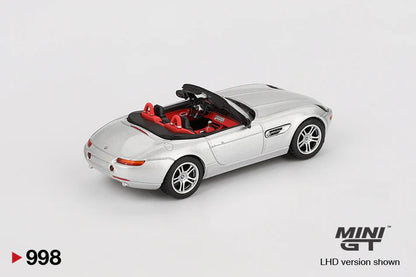 MINI GT 1:64 BMW Z8 Silver Diecast Model Car Blister | Premium Collectible Scale Model | Detailed Metal Toy Car for Collectors