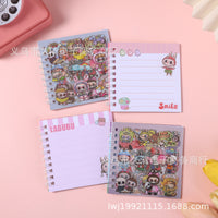 Kuromi Square Wire Loop Book - 10x10cm, 18 Sheets,  - Cute Bean Sticker Notebook, Durable Material Book for Crafting & Personalizing(pack of 4)