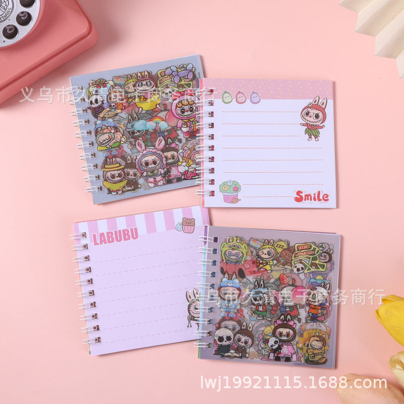 Kuromi Square Wire Loop Book - 10x10cm, 18 Sheets,  - Cute Bean Sticker Notebook, Durable Material Book for Crafting & Personalizing(pack of 4)