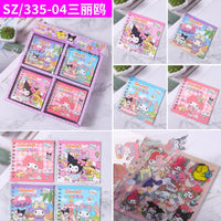 Kuromi Square Wire Loop Book - 10x10cm, 18 Sheets,  - Cute Bean Sticker Notebook, Durable Material Book for Crafting & Personalizing(pack of 4)