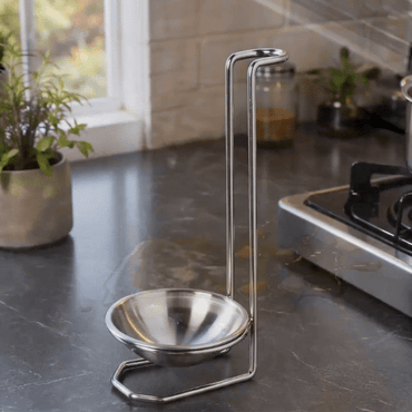 Stainless Steel Ladle Holder with Stand – Kitchen Spoon Rest for Cooking, Soup Ladle, Serving Spoon & Utensil Organizer