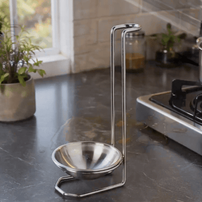 Stainless Steel Ladle Holder with Stand – Kitchen Spoon Rest for Cooking, Soup Ladle, Serving Spoon & Utensil Organizer
