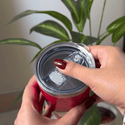 Spider-Man Stainless Steel Insulated Tumbler with Transparent Lid | Red Superhero Travel Coffee Mug