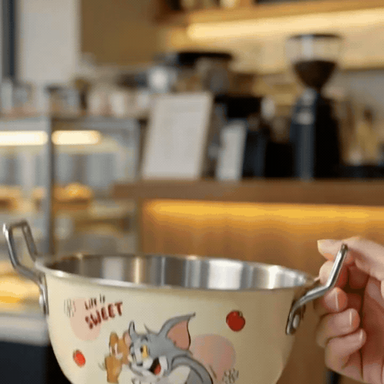Tom and Jerry Stainless Steel Kadai with Dual Handles | Cute Cartoon Deep Cooking Bowl & Multipurpose Kitchen Pot – Single Piece