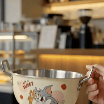 Tom and Jerry Stainless Steel Kadai with Dual Handles | Cute Cartoon Deep Cooking Bowl & Multipurpose Kitchen Pot – Single Piece