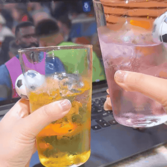 Football Handle Glass 550ml | Unique Soccer Ball Grip Drinking Glass for Cold Drinks, Juice & Mocktails