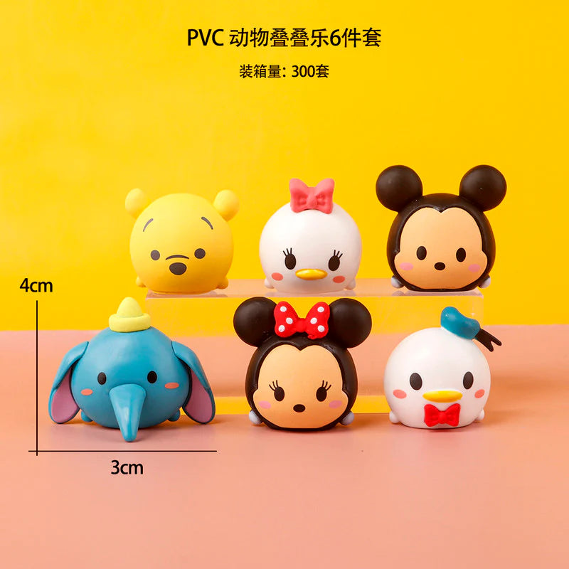 Disney Tsum Tsum Mini PVC Figure Set (Pack of 6) – Mickey, Minnie, Winnie the Pooh, Donald Duck, Daisy Duck & Dumbo | Cute Collectible Desk Toys | Kawaii Cartoon Miniatures