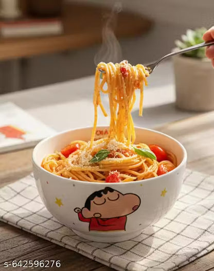Crayon Shinchan Ceramic Bowl (1 Piece) – Cute Cartoon Anime Soup, Rice, Snack & Noodle Bowls | Premium Kawaii Dinnerware for Kids & Adults