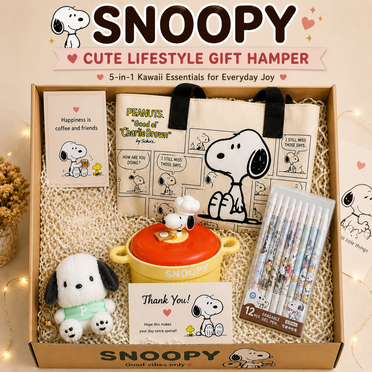 Snoopy Cute Lifestyle Ultimate Gift Hamper – 4-in-1 Kawaii Essentials Box