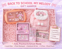 My Melody Cute Back to School Gift Hamper for Girls – Complete School Kit with Backpack, Lunch Box, Notebook & Stationery Set