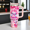 Stanley Stitch Travel Mug – 20 oz Stainless Steel Insulated Cup with Handle (Dark Pink)