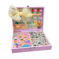 High-end children's hair accessories set, gift box for girl's birthday, hair ring, hairpin, rubber band, headdress, little princess cute jewelry box (Pack of 1 Box set)