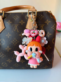 Powerpuff Girls Keychain with Box | Cute Cartoon Character Bag Charms | Blossom Bubbles Buttercup Keyrings for Kids & Girls