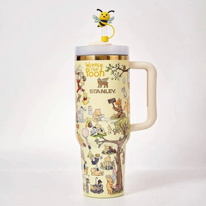 Winnie The Pooh Stanley 40oz 1200ml Tumbler with Handle & Lid | Cute Cartoon Quencher Style Water Bottle with Gift Box