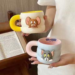 Cute Magnetic Tom & Jerry Mug with Charm | Kawaii Cartoon Detachable Cup Decor Accessory for Coffee & Tea Mugs