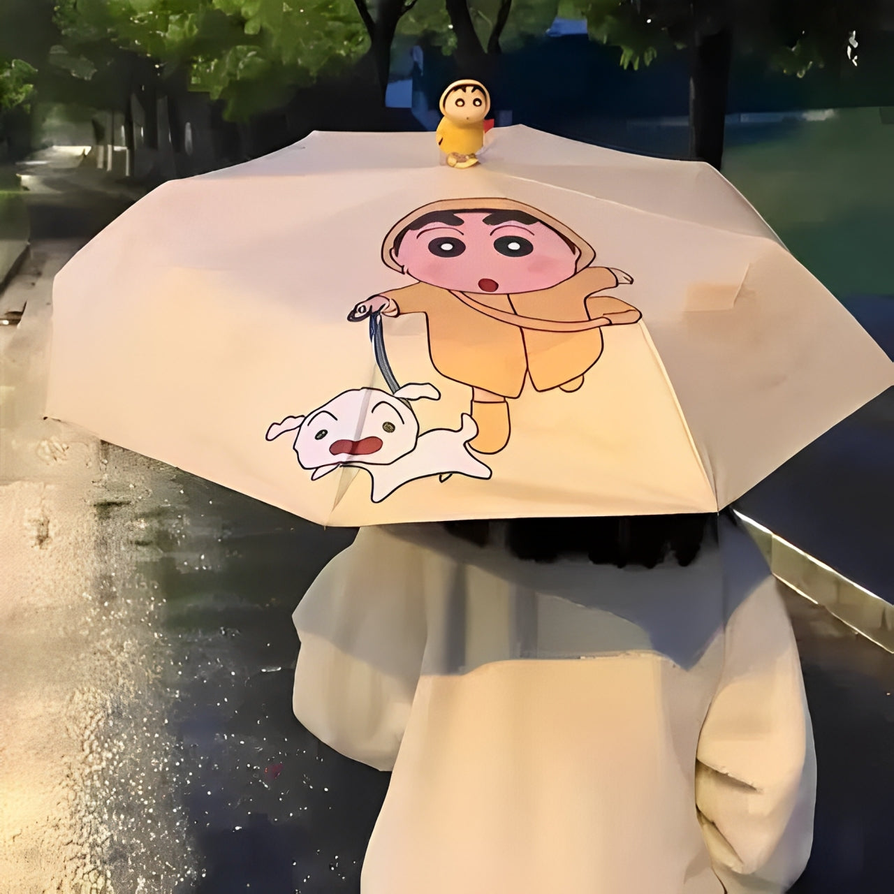 Shinchan Cartoon Automatic Umbrella – Cute Foldable Kids & Women Umbrella | Windproof Waterproof Travel Umbrella | Kawaii Shinchan Rain Umbrella