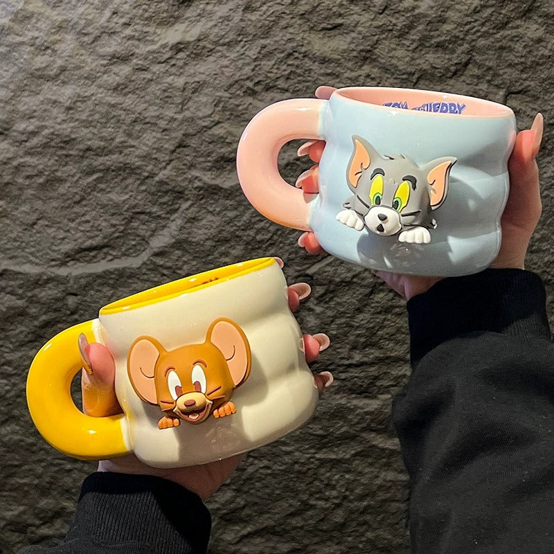 Cute Magnetic Tom & Jerry Mug with Charm | Kawaii Cartoon Detachable Cup Decor Accessory for Coffee & Tea Mugs