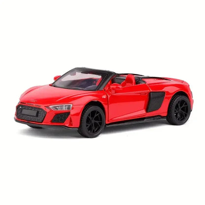CCA 1:42 Audi R8 V10 Spyder Diecast Model Car with Display Case | Premium Metal Alloy Scale Model | Black Box Edition | Collectible Sports Car