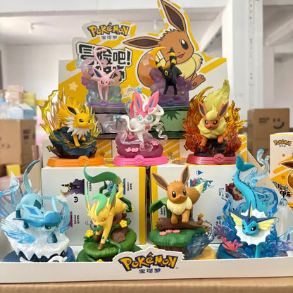 Pokemon Eeveelution PVC Action Figure Set of 9 – Eevee, Vaporeon, Jolteon, Flareon, Espeon, Umbreon, Leafeon, Glaceon & Sylveon Collectible Anime Mini Statues | Pokemon Desk Decor & Gift