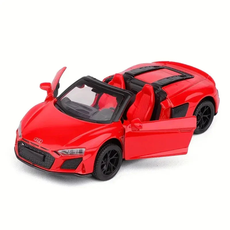 CCA 1:42 Audi R8 V10 Spyder Diecast Model Car with Display Case | Premium Metal Alloy Scale Model | Black Box Edition | Collectible Sports Car