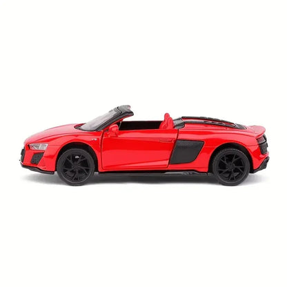 CCA 1:42 Audi R8 V10 Spyder Diecast Model Car with Display Case | Premium Metal Alloy Scale Model | Black Box Edition | Collectible Sports Car