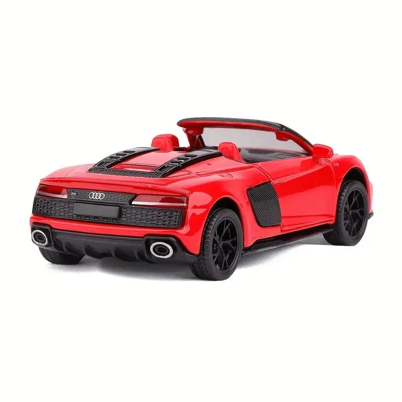 CCA 1:42 Audi R8 V10 Spyder Diecast Model Car with Display Case | Premium Metal Alloy Scale Model | Black Box Edition | Collectible Sports Car