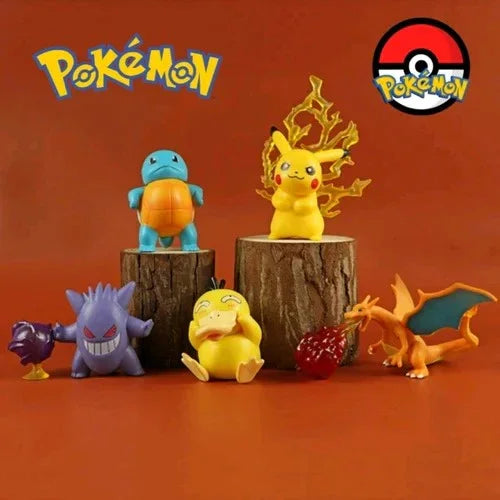 Pokemon Action Figure Set of 5 – Pikachu, Charizard, Squirtle, Gengar & Psyduck PVC Mini Collectible Figurines | Anime Pokemon Toys for Kids, Collectors, Desk Decor & Birthday Gifts