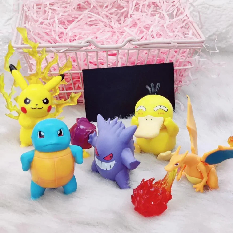 Pokemon Action Figure Set of 5 – Pikachu, Charizard, Squirtle, Gengar & Psyduck PVC Mini Collectible Figurines | Anime Pokemon Toys for Kids, Collectors, Desk Decor & Birthday Gifts