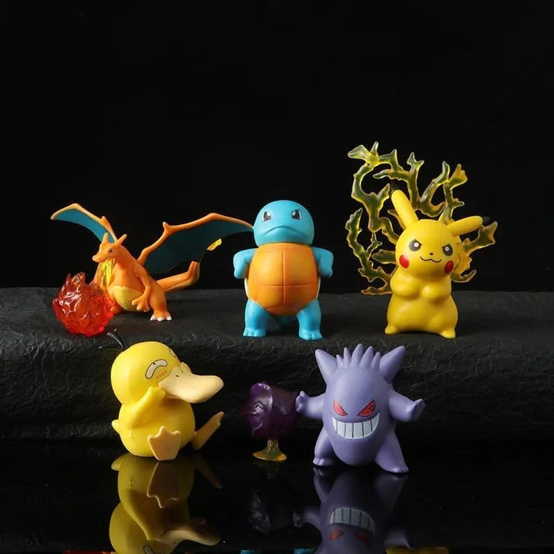 Pokemon Action Figure Set of 5 – Pikachu, Charizard, Squirtle, Gengar & Psyduck PVC Mini Collectible Figurines | Anime Pokemon Toys for Kids, Collectors, Desk Decor & Birthday Gifts