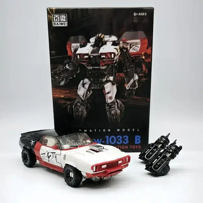 BAIWEI TW-1033B Tactical Strike Mech – White Edition 2-in-1 Transforming Robot Action Figure | Muscle Car to Mecha Collectible