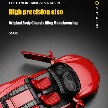 CCA 1:42 Audi R8 V10 Spyder Diecast Model Car with Display Case | Premium Metal Alloy Scale Model | Black Box Edition | Collectible Sports Car