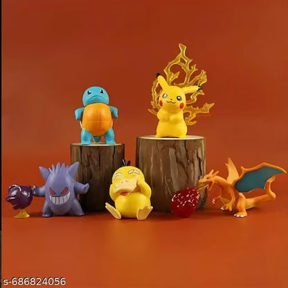 Pokemon Action Figure Set of 5 – Pikachu, Charizard, Squirtle, Gengar & Psyduck PVC Mini Collectible Figurines | Anime Pokemon Toys for Kids, Collectors, Desk Decor & Birthday Gifts