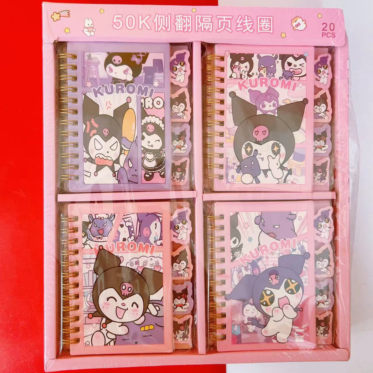 Sanrio Kuromi Coil Book - High-Value Student Notebook with Interleaved Pages – Cute Kuromi Handbook for School & Journaling (Pack of 4 mix design)