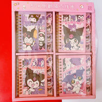 Sanrio Kuromi Coil Book - High-Value Student Notebook with Interleaved Pages – Cute Kuromi Handbook for School & Journaling (Pack of 4 mix design)