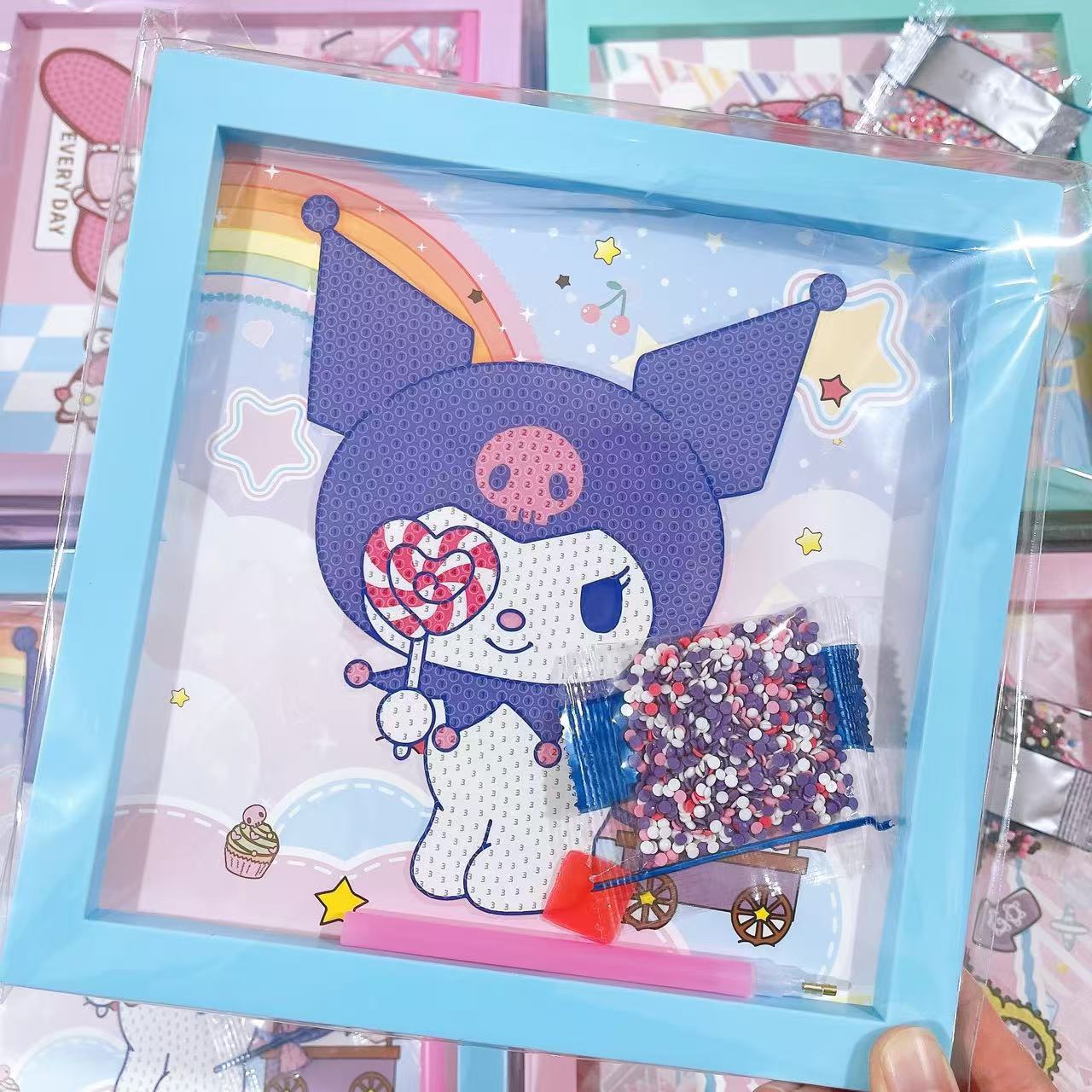 New 20x20 Cartoon Photo Frame Diamond Painting Kit – DIY Handmade Diamond Sticker Material Package for Kids – Perfect Gift Idea (Pack of 4)