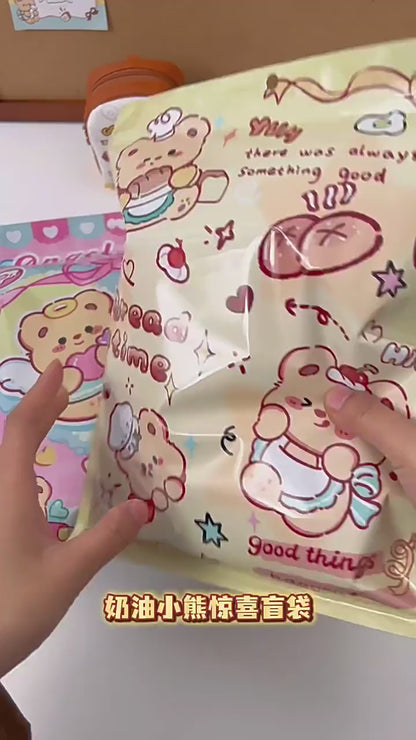 Kawaii Blind Box Stationery Kit (8–10 Items) – Capybara, Angel Bear, Bread Time Bear, Merry Christmas Bear & Cute Bakery Bear Surprise Stationery Gift Set | Mystery Cute School & Office Supplies